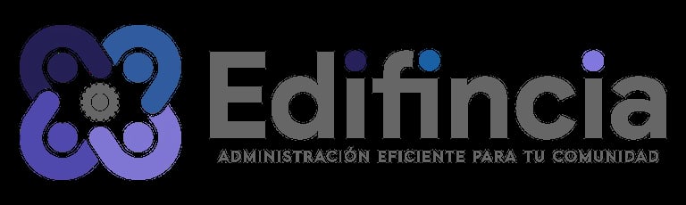 Edifincia logo con diseño abstracto azul y tagline administracion eficiente para tu comunidad